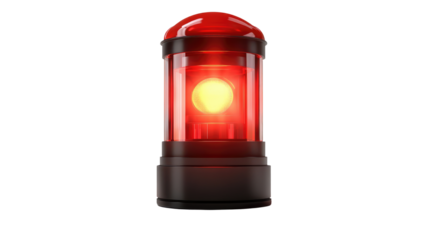 glowing red light illuminates against a clean, modern design, representing a state of alert or emergency - with a captivating visual message. Isolated On Transparent and White Background