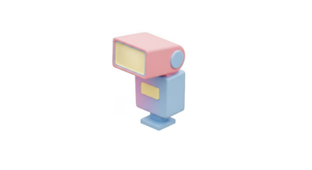 Pastel 3d Render Of A Camera Flash