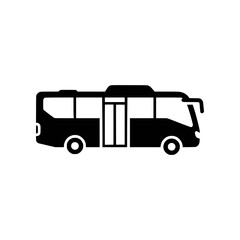 Simple black bus icon silhouette for public transportation concepts. Vector graphic symbol for travel and transit, isolated on a white background