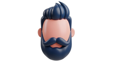 3D Cartoon Man Avatar with Beard and Mustache