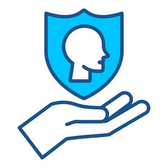 Life Support Icon In Blue Monochrome Flat Design, Vector Illustration