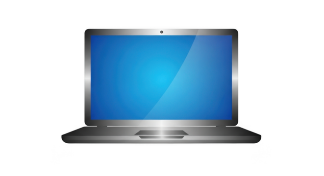 Silver Laptop With Blue Screen Mockup