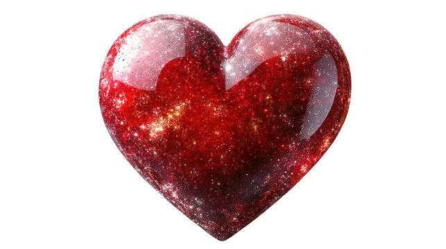 Sparkling heart, a symbol of love and affection, radiates warmth and passion. A perfect emblem for expressions of emotion and connection. Isolated On Transparent and White Background