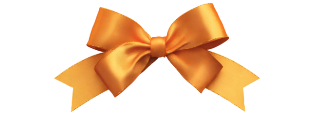  orange ribbon with a bow  transparent background