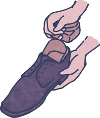 革靴にシューキーパーを入れるイラスト