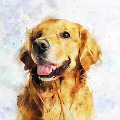 Watercolor Dog Illustration, Cute Hand Painted Pet Portrait, Artistic Animal Art Print