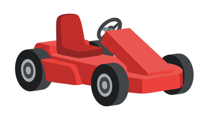 Single red go-kart vector illustration. Simple race cart for recreational karting or motorsport competition, isolated on a white background, shown in a clean, modern graphic style.

