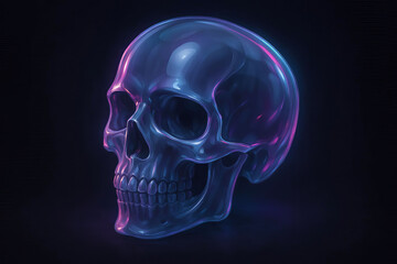Elegant glass skull Halloween gothic glamour luminous neon design
