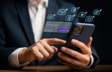 Prompt to Create, Laptop generates media with AI video, music, image, and text.