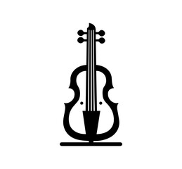 Stylized black silhouette of a violin with a modern abstract design, perfect for music logos and graphic elements