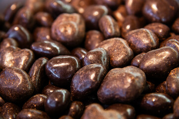 Chocolate-covered nuts. Lots of delicious treats on the store shelves.