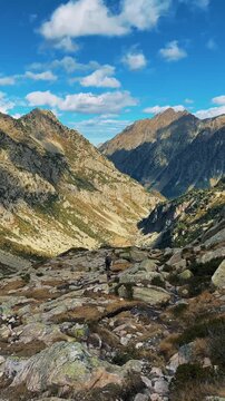rance Arrens-Marsous Autumn Hiking, Man on Mountain Trail