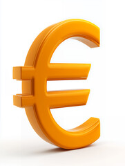 Fototapeta premium Orange Euro Currency Symbol Isolated On White