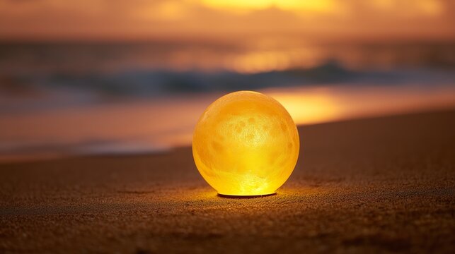 Sunset beach ambiance with soft glowing spheres and a dreamy abstract bokeh, enhanced by warm colors. - Powered by Adobe