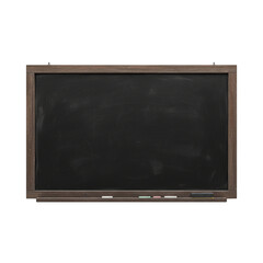 Fototapeta premium Classic wooden framed chalkboard with colorful chalk pieces and eraser ready for educational planning or creative brainstorming sessions