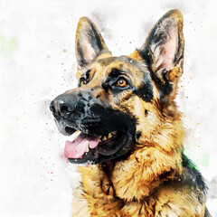 Watercolor Dog Illustration, Cute Hand Painted Pet Portrait, Artistic Animal Art Print