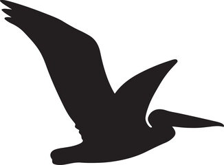 Pelican in Flight Silhouette Vector Illustration