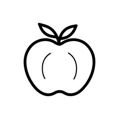 Minimalist black line art apple icon symbolizing health, freshness, and organic goodness for food and wellness brands