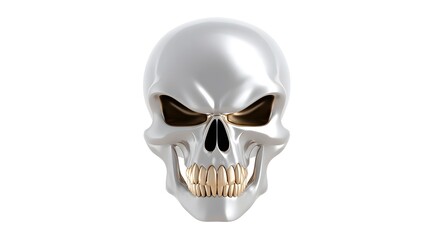 Detailed close-up of a menacing, grim reaper-like skull with a fearsome, haunting expression against a dark, ominous background