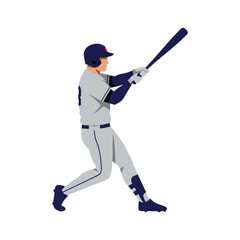 Obraz premium A baseball player in uniform swings a bat during a game, captured in a dynamic illustration.