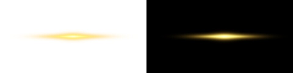 Shining light with yellow gold color and horizontal position PNG
