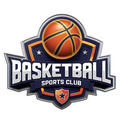 Basketball sports club emblem with orange ball