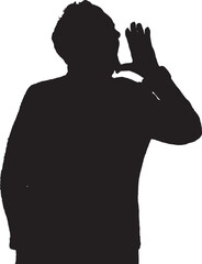 vector,  silhouette of senior woman screaming