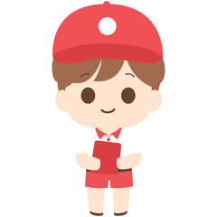Girl with red cap standing, neutral character illustration ideal for avatar or default pose.

