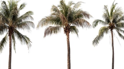 bark. Tropical coconut trees with distinct textures, isolated for a crisp botanical focus. gardening catalogs, home-decor guides, designed for home decor and floral branding, used by clinicians.