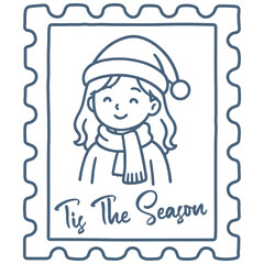 Christmas Girl Stamp