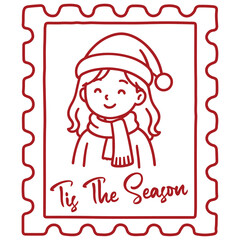 Christmas Girl Stamp