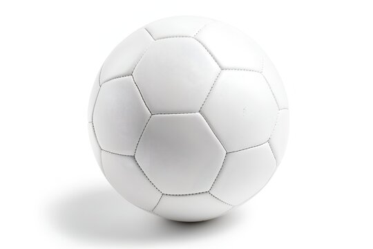 White soccer ball, front view, isolated on white background