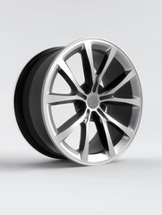 Modern Alloy Car Wheel Rim Isolated On Gray Background