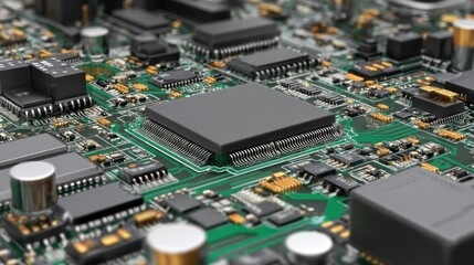 A close-up of a circuit board with electronic components and connectors.