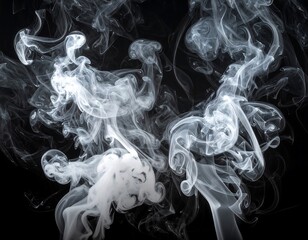 Abstract swirling smoke patterns against a black background