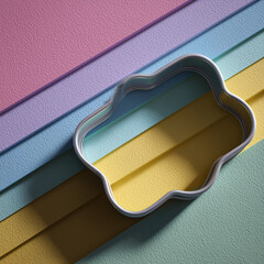 Close up of a stack of pastel color foam paper and shape cutter. Creative craft and DIY concept