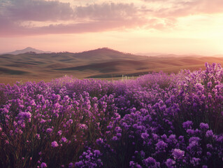 Obraz premium Endless Purple Blooms Under Pastel Sky