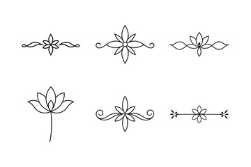 set of minimalist bold floral line vector