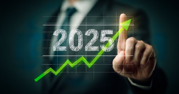 Businessman Analyzing Growth Projections for 2025