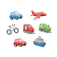 Colorful 3d Model Transportation Icons
