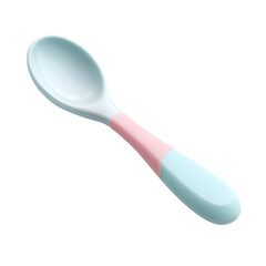 A pastel blue and pink baby spoon isolated 