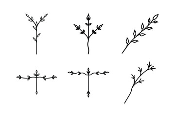  set of rustic twig like floral divider vector