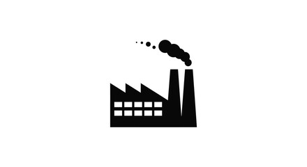 Naklejka premium Simple black silhouette of an industrial factory emitting smoke pollution