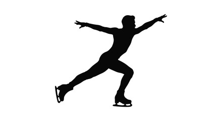 Silhouette of a figure skater in a dynamic pose on ice skates