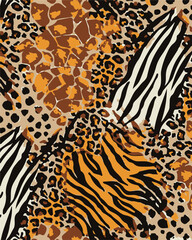 Leopard print. Vector seamless pattern. Animal skin background with black and brown spots on beige backdrop. Abstract exotic safari texture. Jaguar, leo, puma cheetah fur pattern. Repeat design