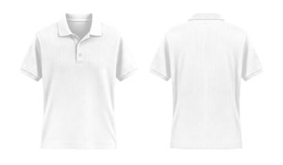 White Polo Shirt Front and Back View Isolated on Transparent Background