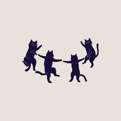 Cats Dancing Circle Illustration
