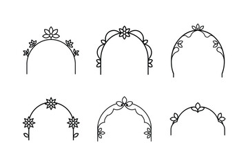  set of symmetrical floral arch divider vector