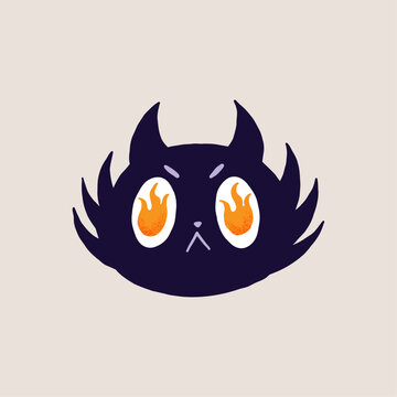 Cat Face Flames Illustration