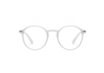 Stylish round frame eyeglasses with clear lenses transparent background